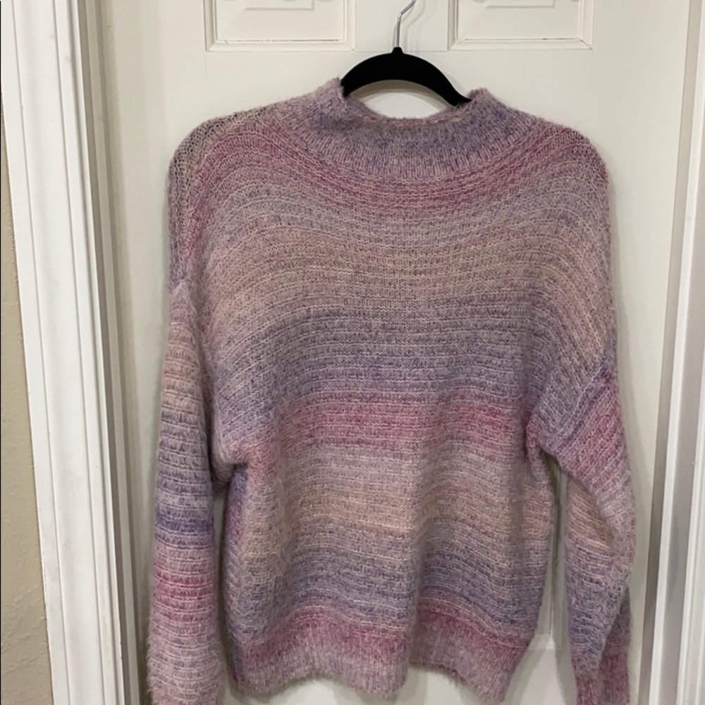 Pink multi shag sweater